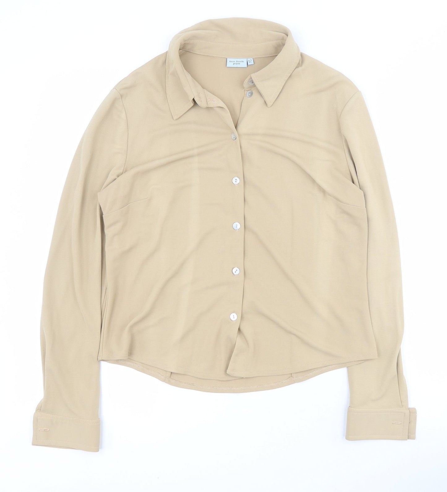 Debenhams Womens Brown  Viscose Basic Button-Up Size 12 Collared