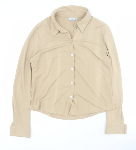Debenhams Womens Brown  Viscose Basic Button-Up Size 12 Collared
