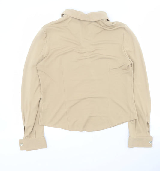 Debenhams Womens Brown  Viscose Basic Button-Up Size 12 Collared