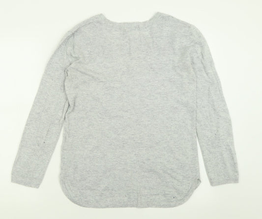 H&M Womens Grey V-Neck  Polyamide Pullover Jumper Size XS