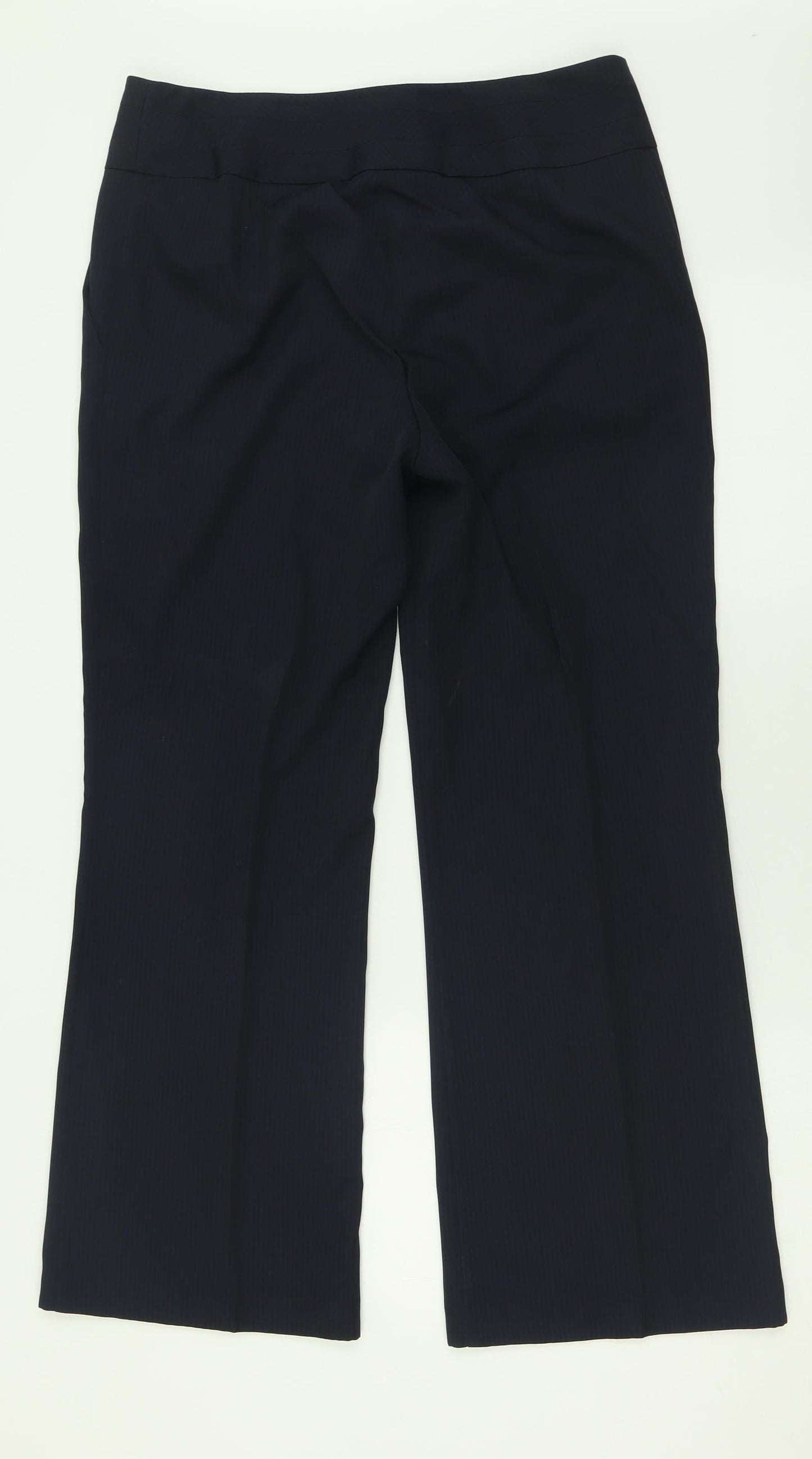 Marks and Spencer Womens Blue  Polyester Trousers  Size 12 L29 in Regular Button