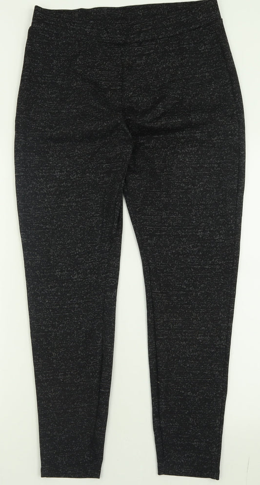 Papaya Womens Black Geometric Polyester Capri Trousers Size 16 L28 in Regular