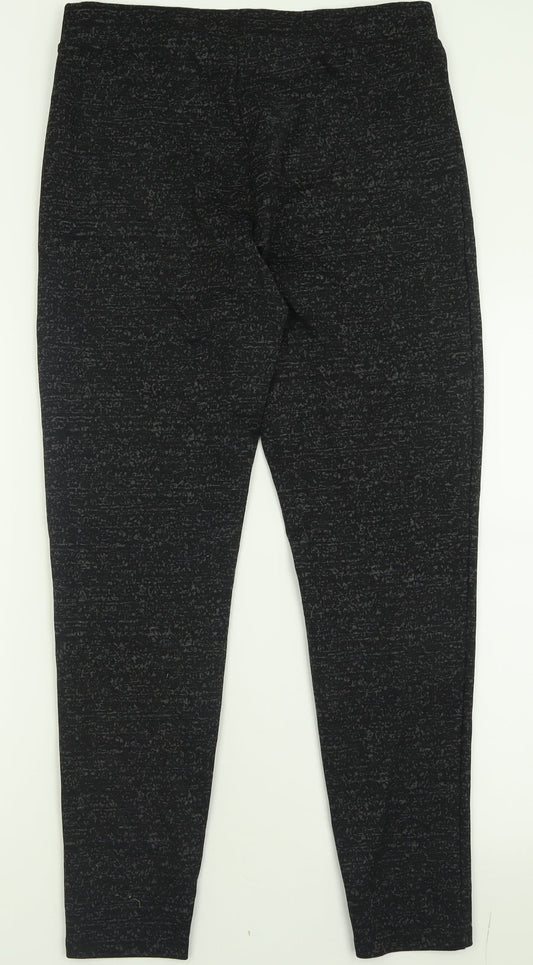 Papaya Womens Black Geometric Polyester Capri Trousers Size 16 L28 in Regular