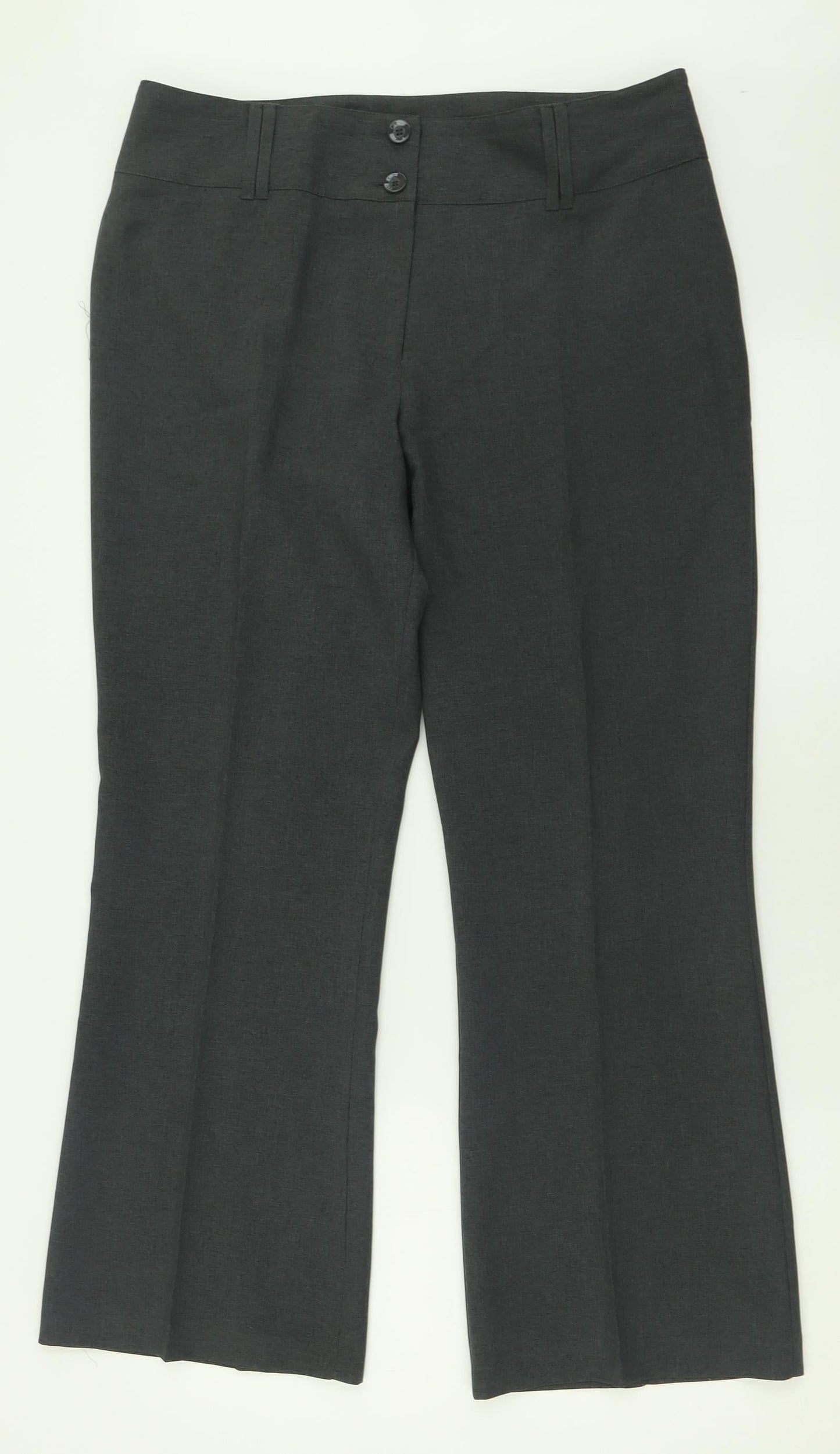 Papaya Womens Grey  Polyester Trousers  Size 14 L30 in Regular Button