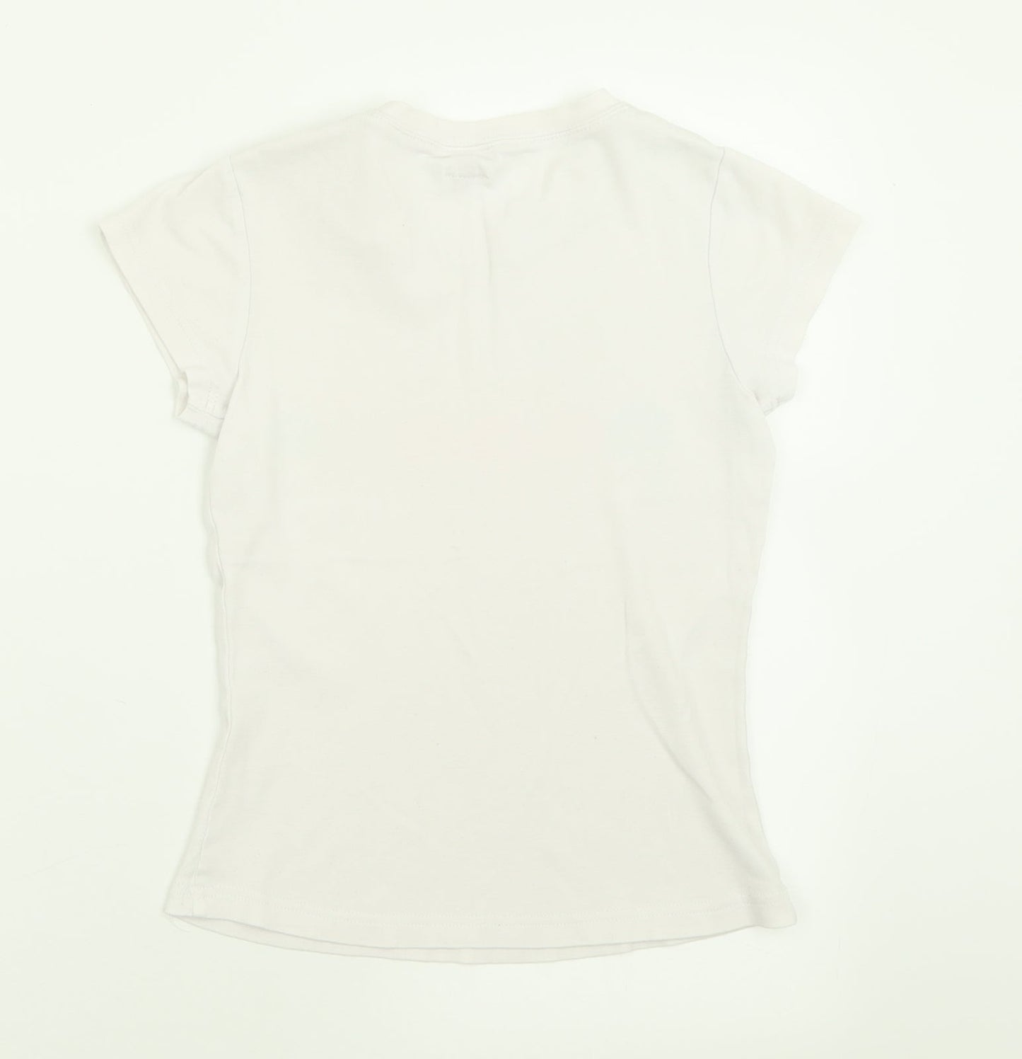 Only Womens White  Polyester Basic T-Shirt Size XS Crew Neck - Sheep