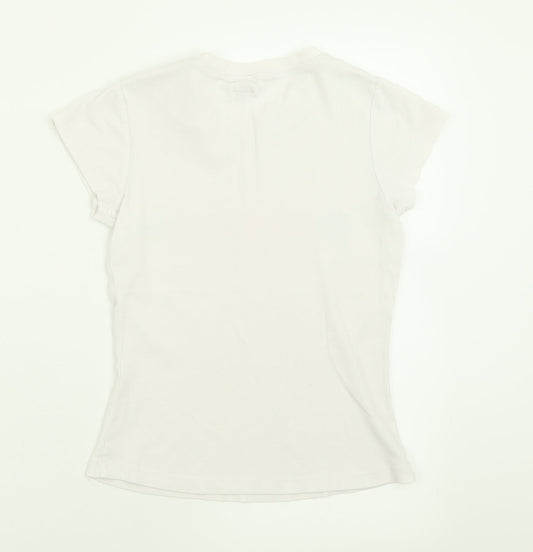 Only Womens White  Polyester Basic T-Shirt Size XS Crew Neck - Sheep