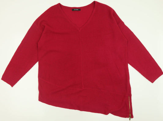 Evans Womens Pink V-Neck  Acrylic Pullover Jumper Size 22