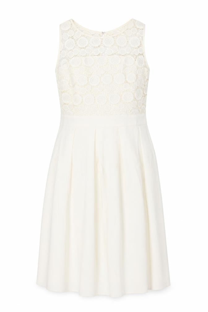 Shubette Womens Ivory  Polyester Fit & Flare  Size 12  Round Neck Hook & Eye