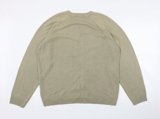 South Bay Mens Beige V-Neck  Acrylic Pullover Jumper Size M
