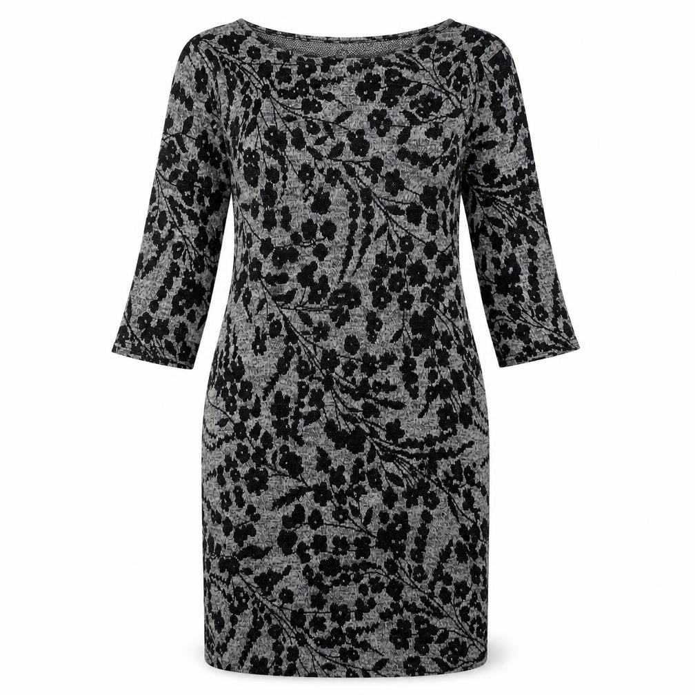 Blue Vanilla Womens Grey Floral Polyester Bodycon  Size L  Round Neck Pullover