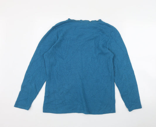 Aribel Womens Blue Scoop Neck  Acrylic Pullover Jumper Size 10