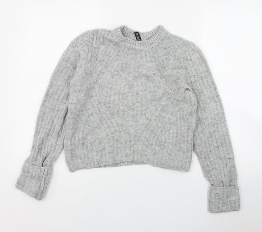 H&M Womens Grey Crew Neck  Acrylic Pullover Jumper Size XS