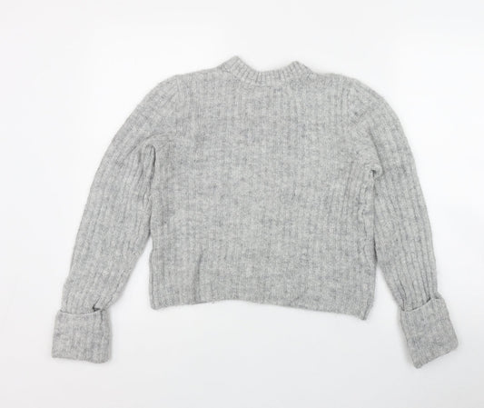 H&M Womens Grey Crew Neck  Acrylic Pullover Jumper Size XS