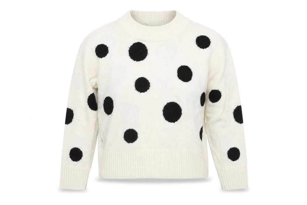 Marks and Spencer Womens Ivory Mock Neck Polka Dot Acrylic Pullover Jumper Size M