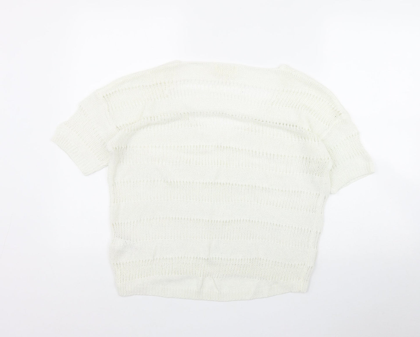 NEXT Womens White V-Neck  Acrylic Pullover Jumper Size 14