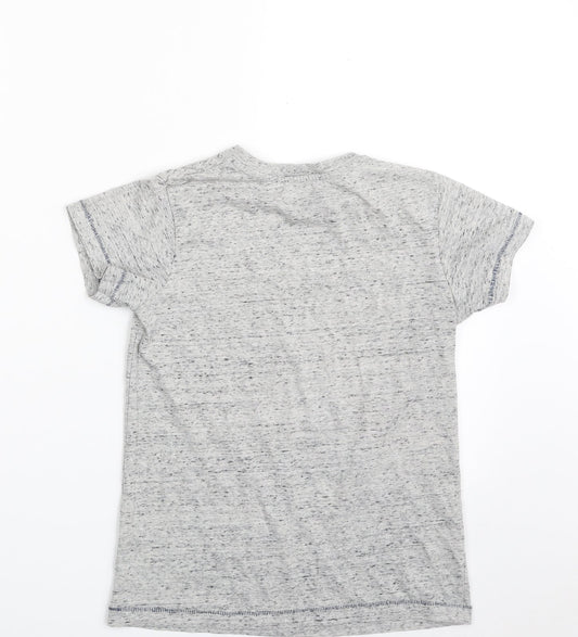 Matalan Boys Grey  Cotton Pullover T-Shirt Size 8 Years Crew Neck Pullover - Good Vibes