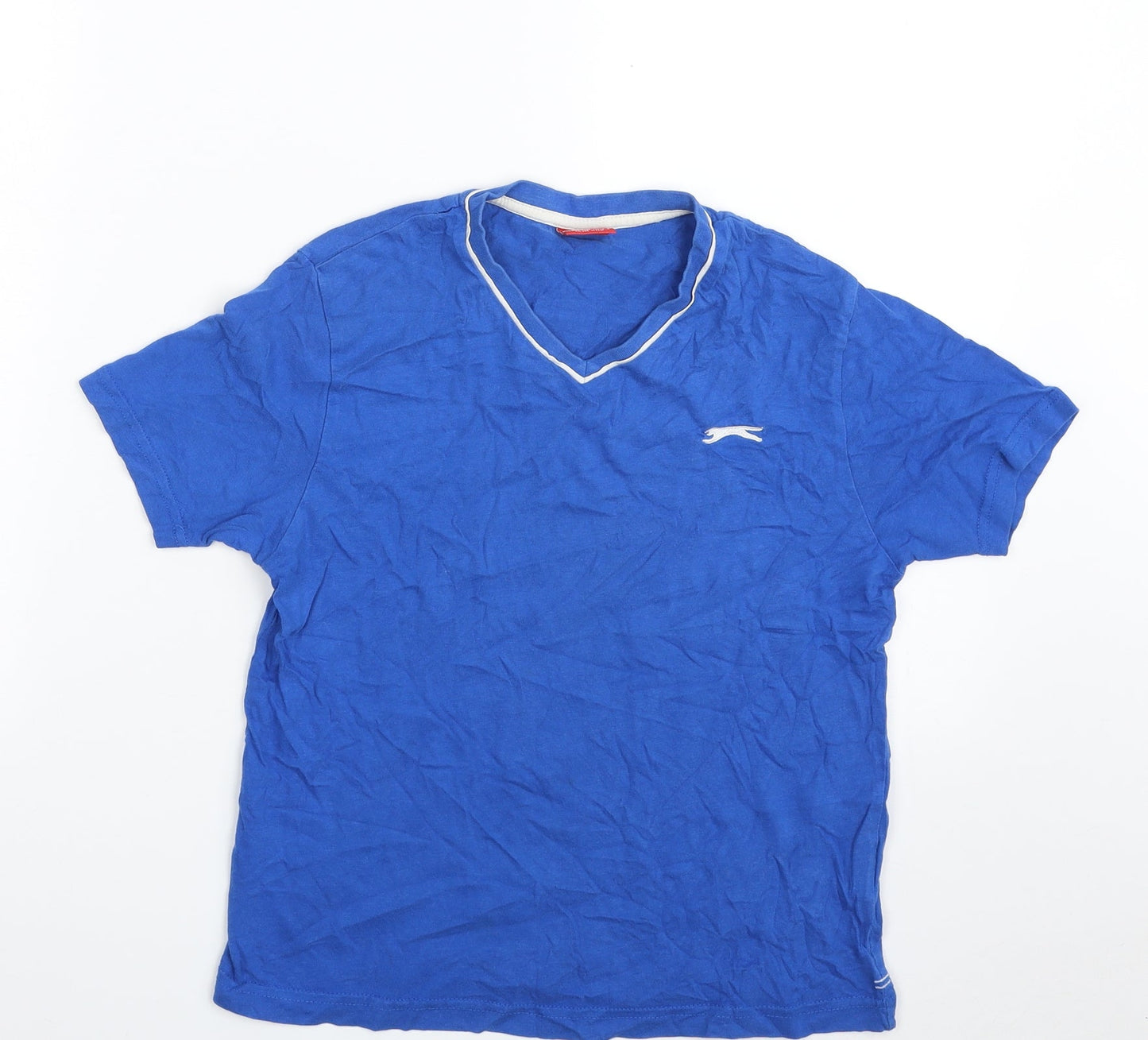 Slazenger Boys Blue  100% Cotton Pullover T-Shirt Size 11-12 Years V-Neck Pullover