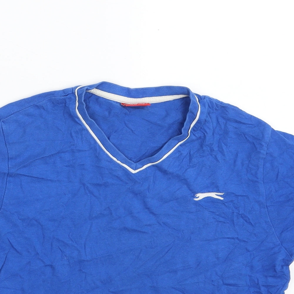 Slazenger Boys Blue  100% Cotton Pullover T-Shirt Size 11-12 Years V-Neck Pullover