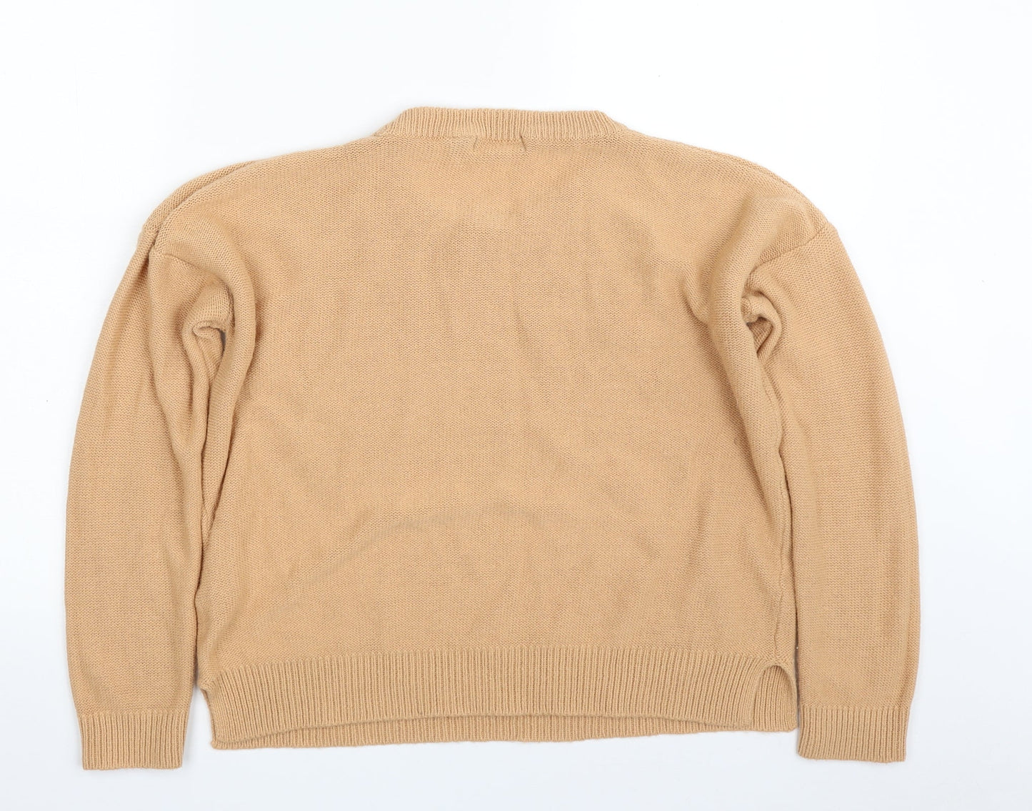 Brave Soul Womens Brown Crew Neck  Acrylic Pullover Jumper Size 12