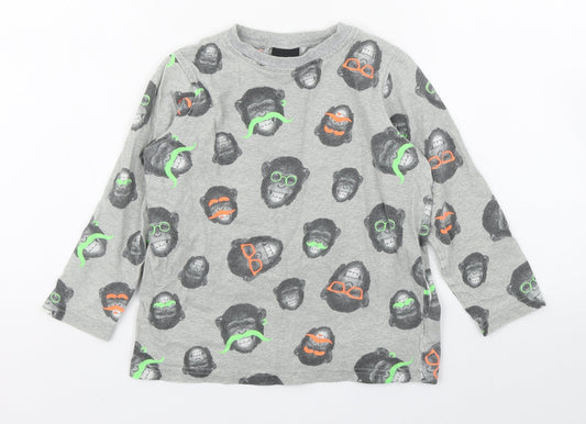NEXT Boys Multicoloured Geometric 100% Cotton Basic T-Shirt Size 5 Years Round Neck Pullover - Monkey