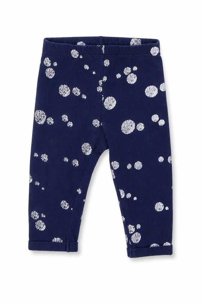 M&Co. Girls Blue Polka Dot Cotton Jogger Leggings Size 3-6 Months