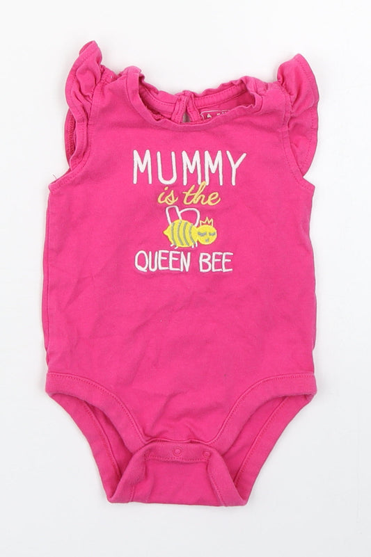 Gap Girls Pink  100% Cotton Babygrow One-Piece Size 3-6 Months  Button - Mummy is Queen Bee