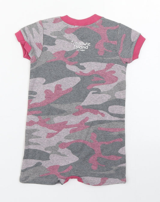 Treasure Island Girls Multicoloured Camouflage Cotton Babygrow One-Piece Size 18 Months  Button - Skull