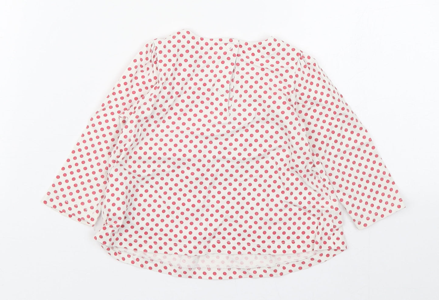Gap Girls White Polka Dot 100% Cotton Basic T-Shirt Size 6-9 Months Scoop Neck Button