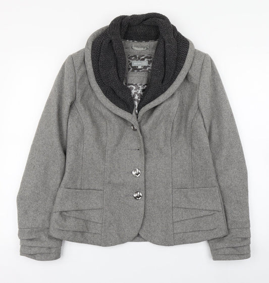 Per Una  Womens Grey   Pea Coat Coat Size 12  Button