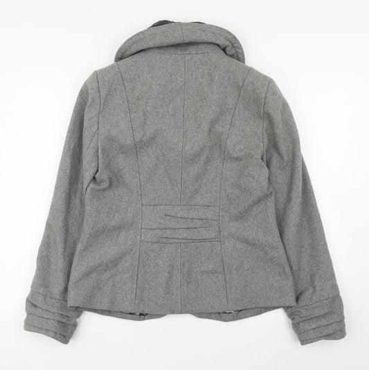 Per Una  Womens Grey   Pea Coat Coat Size 12  Button