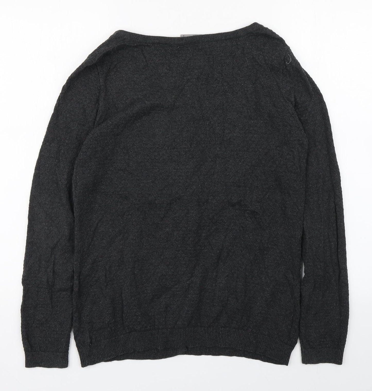 VERO MODA Womens Grey Scoop Neck  Cotton Cardigan Jumper Size M