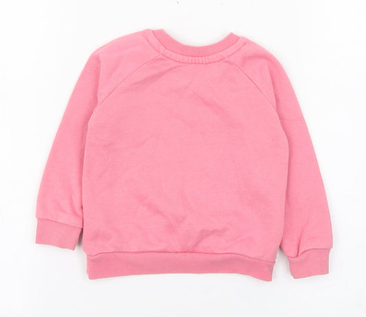 Primark Girls Pink  Cotton Pullover Jumper Size 9-12 Months   - I love my family