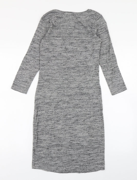 H&M Womens Grey  Cotton T-Shirt Dress  Size S  Round Neck Pullover