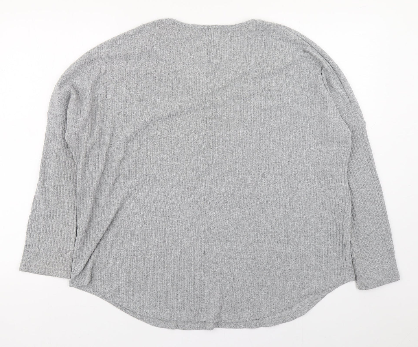 Preworn Womens Grey V-Neck  Polyester Pullover Jumper Size L