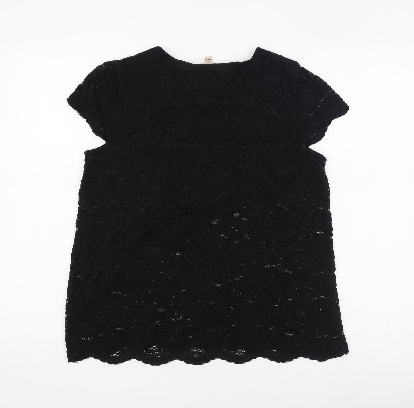 Philosophy Womens Black  Nylon Basic Blouse Size M Round Neck