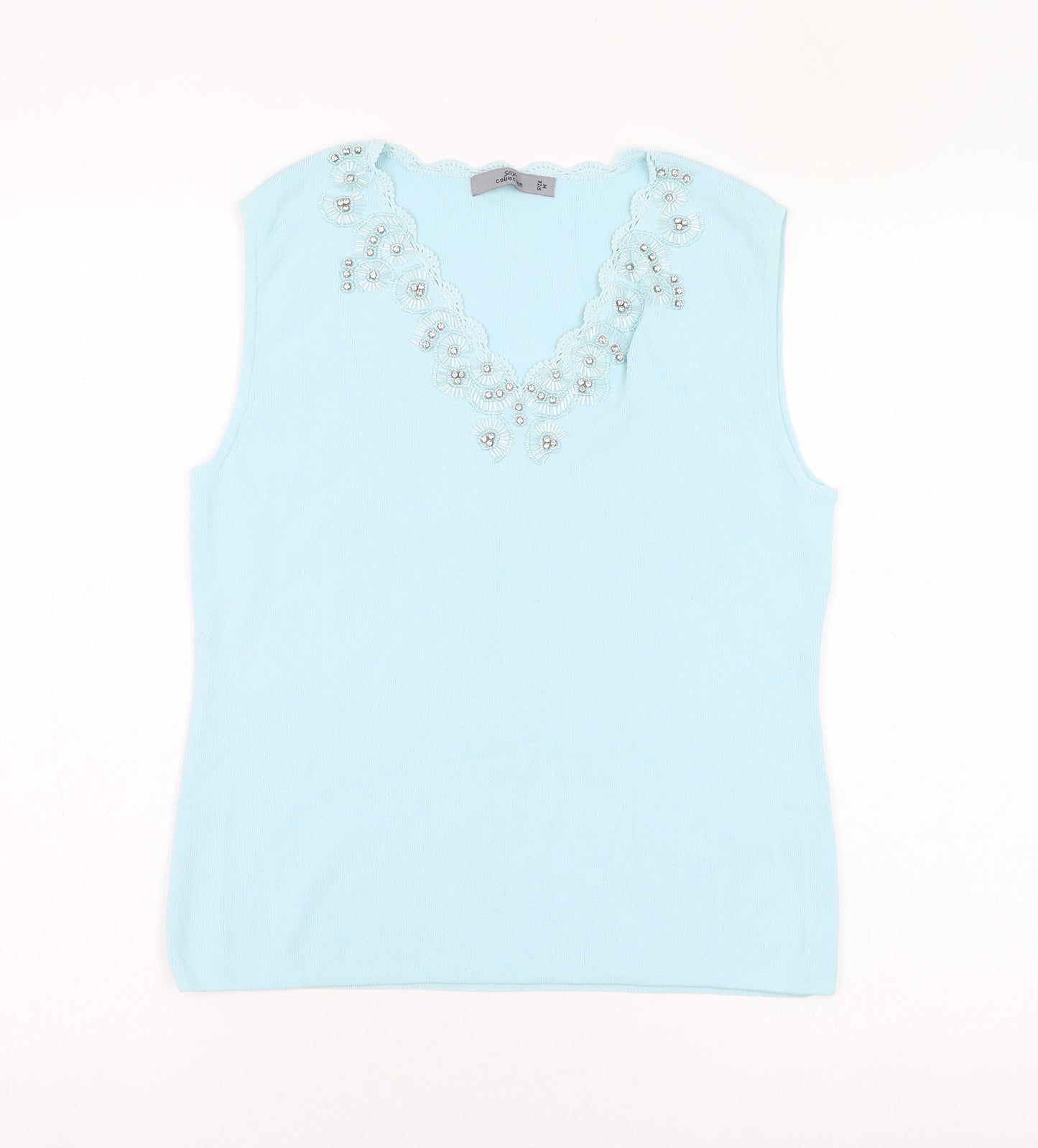 Style Collection Womens Blue  Viscose Basic Tank Size M V-Neck