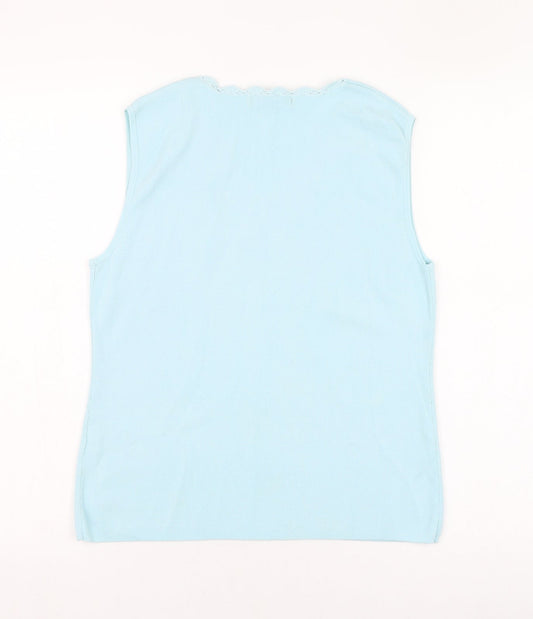 Style Collection Womens Blue  Viscose Basic Tank Size M V-Neck