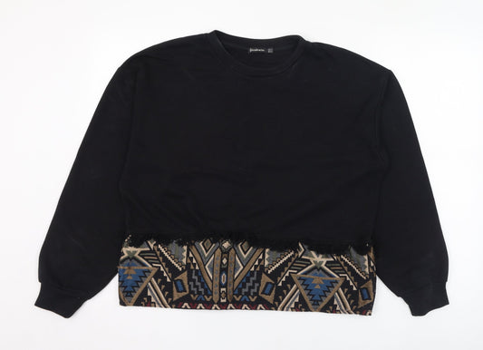 Stradivarius Womens Black Geometric Polyester Pullover Sweatshirt Size S  Pullover