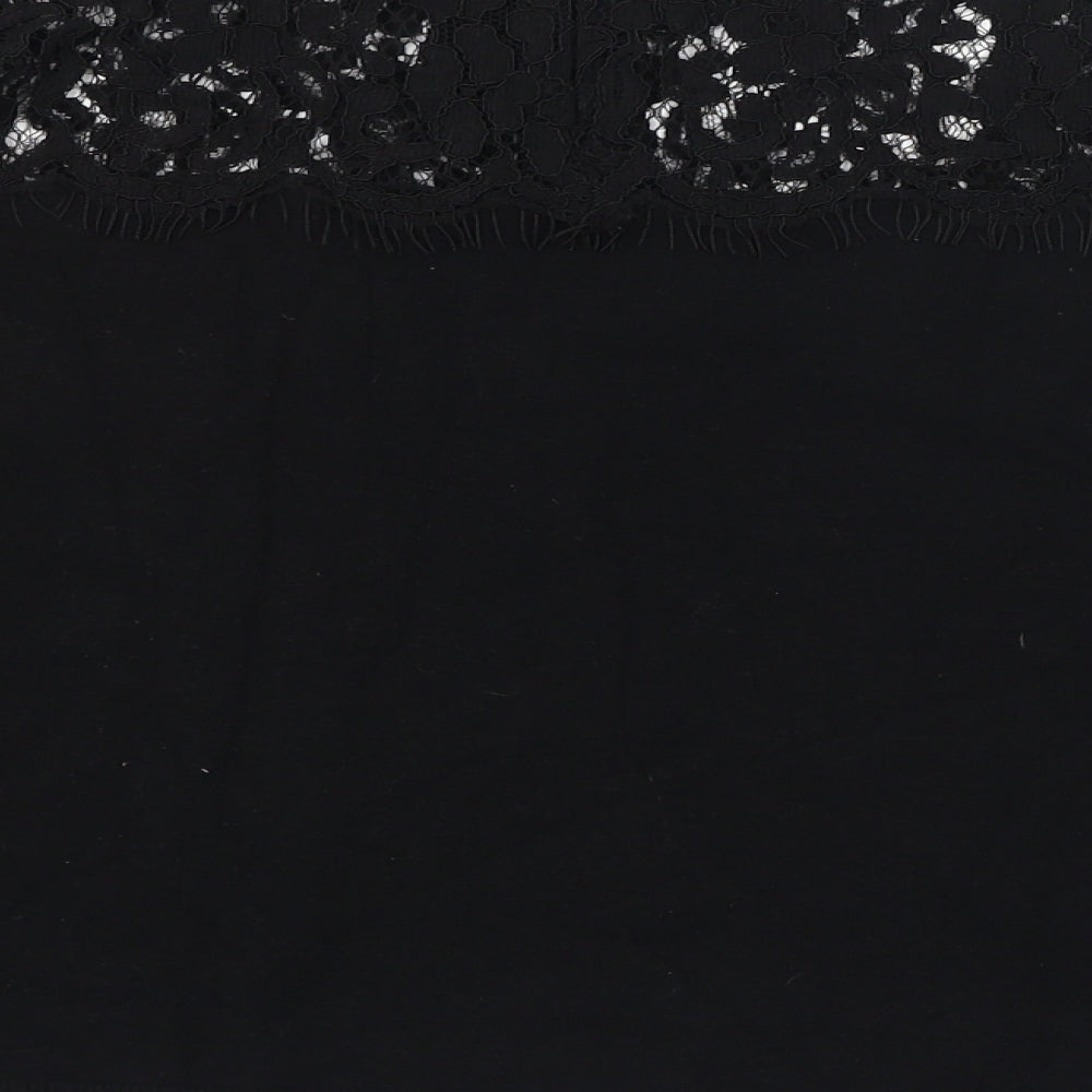 Topshop Womens Black  Viscose Basic T-Shirt Size 10 Mock Neck