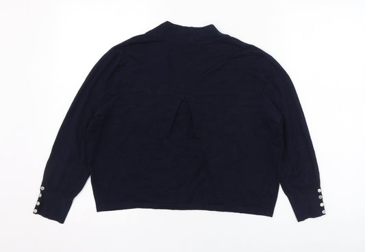 Wallis Womens Blue Round Neck  Viscose Cardigan Jumper Size S