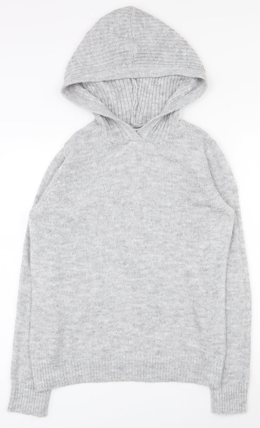 Papaya Womens Grey Crew Neck  Acrylic Pullover Jumper Size S