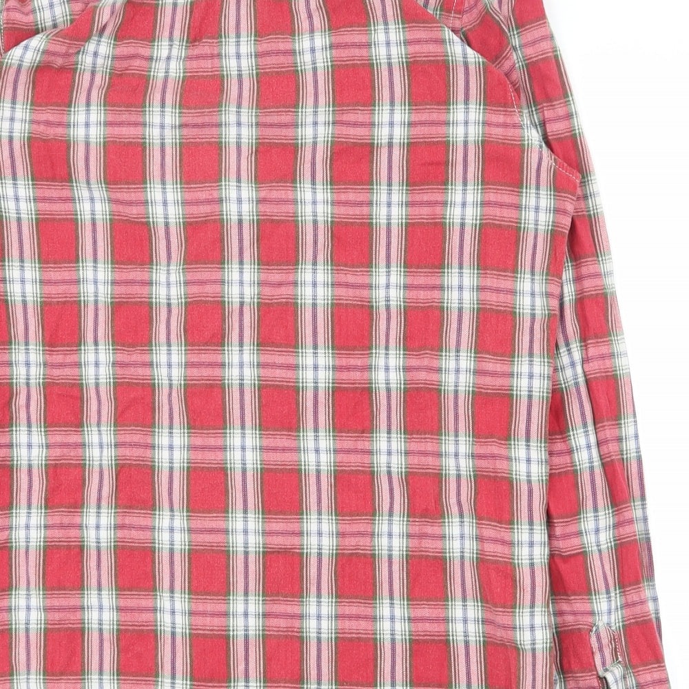 Topman Mens Red Plaid Polyester  Button-Up Size L Collared Button