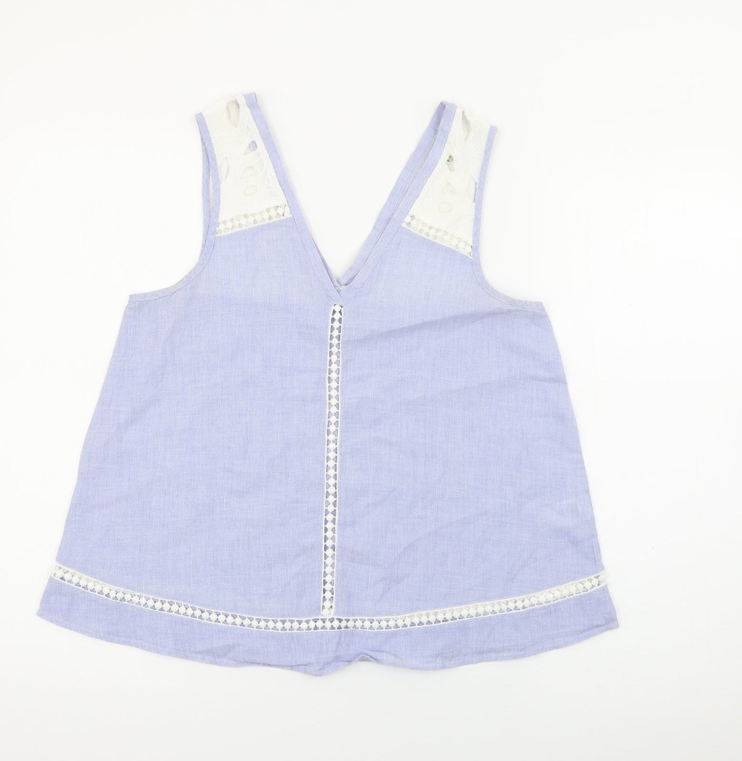 River Island Womens Blue  Cotton Camisole Tank Size 10 V-Neck