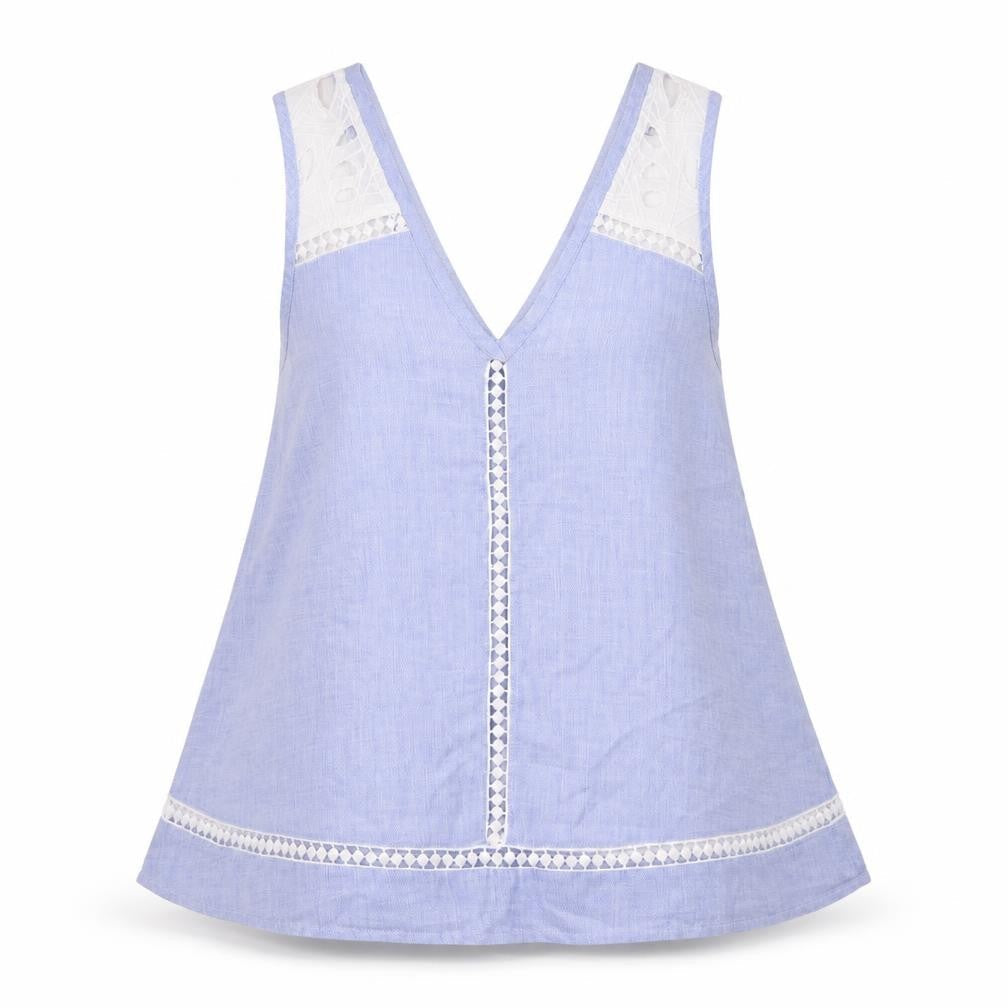 River Island Womens Blue  Cotton Camisole Tank Size 10 V-Neck