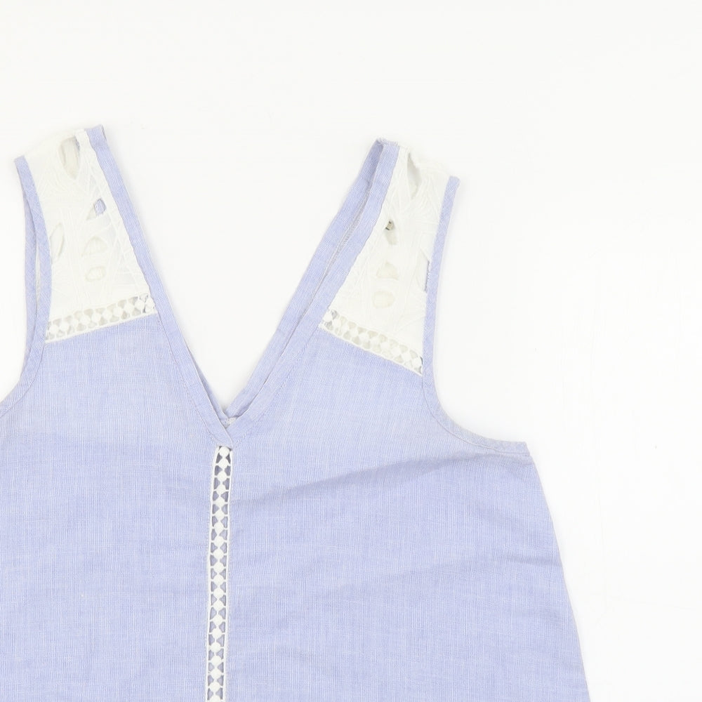 River Island Womens Blue  Cotton Camisole Tank Size 10 V-Neck