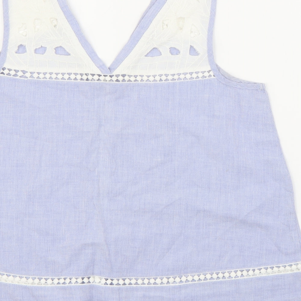 River Island Womens Blue  Cotton Camisole Tank Size 10 V-Neck