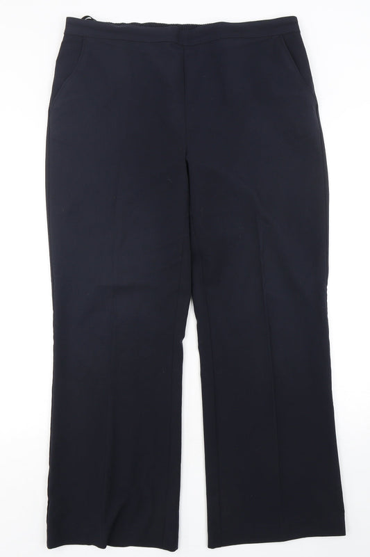 Papaya Womens Blue  Polyester Trousers  Size 14 L30 in Regular