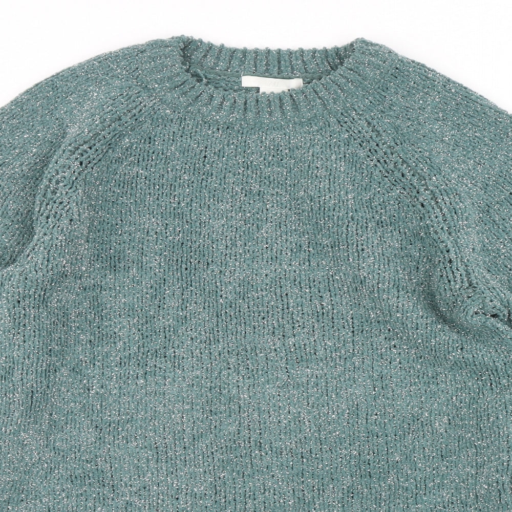 H&M Womens Green Round Neck  Polyamide Pullover Jumper Size XS