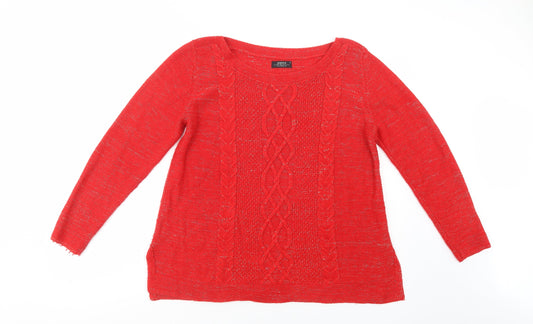 Papaya Womens Red Boat Neck  Acrylic Pullover Jumper Size 16