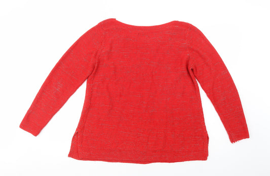 Papaya Womens Red Boat Neck  Acrylic Pullover Jumper Size 16